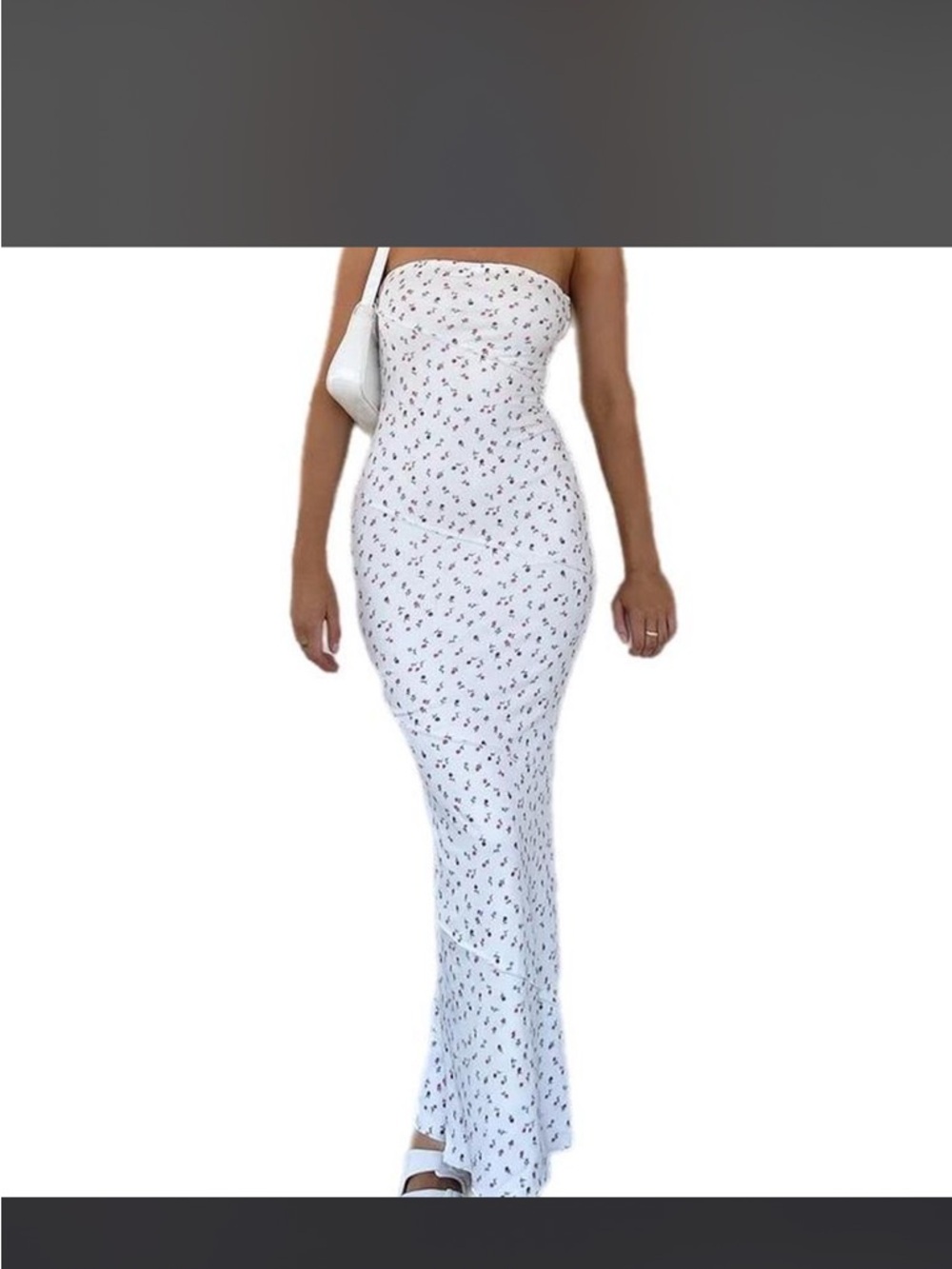 Princess Polly Oscar White Strapless Floral Maxi Dress